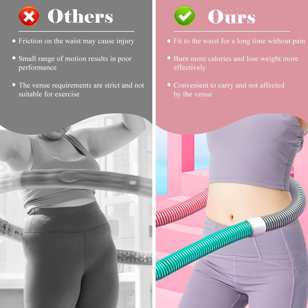 Weicher Hula Hoop gewichtet für Erwachsene, Faltbarer Fitness Hulahoop zum Abnehmen, weiche Spring H