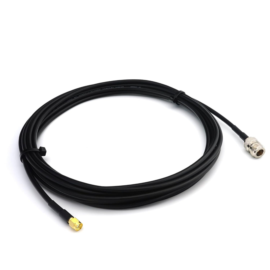 5m RP-SMA Stecker auf N Buchse RG58 Koaxialkabel — 5 Meter Verlustarmes Antennenkabel 50 Ohm Verläng