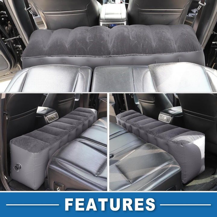 A ABSOPRO Auto-Matratze Schlafmatte für den Rücksitz Luftbett zum Schlafen Schwarz Grau