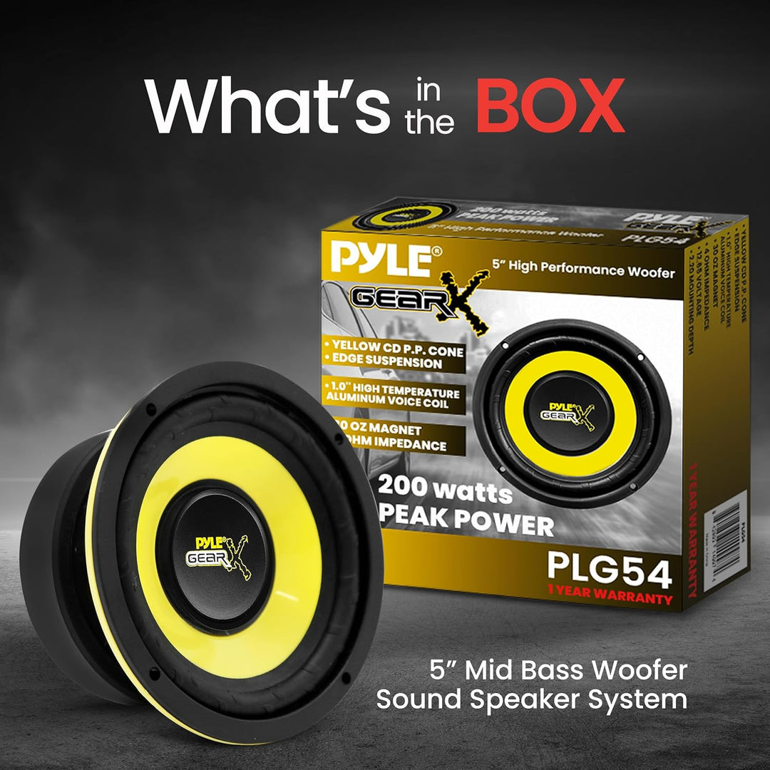 Pyle Auto Subwoofer 5" – 200W 4 Ohm Lautsprecher mit 30oz Magnet Hochtemperatur-Schwingspule, 2,32"