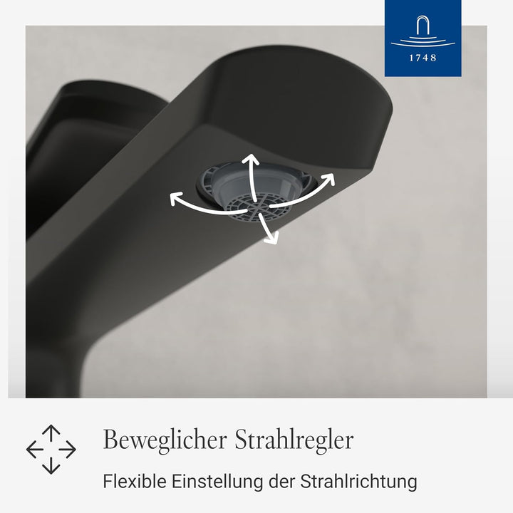 Villeroy & Boch Oasis Waschtischarmatur erhöht - Wasserhahn Bad ohne Ablaufgarnitur - Waschbeckenarm