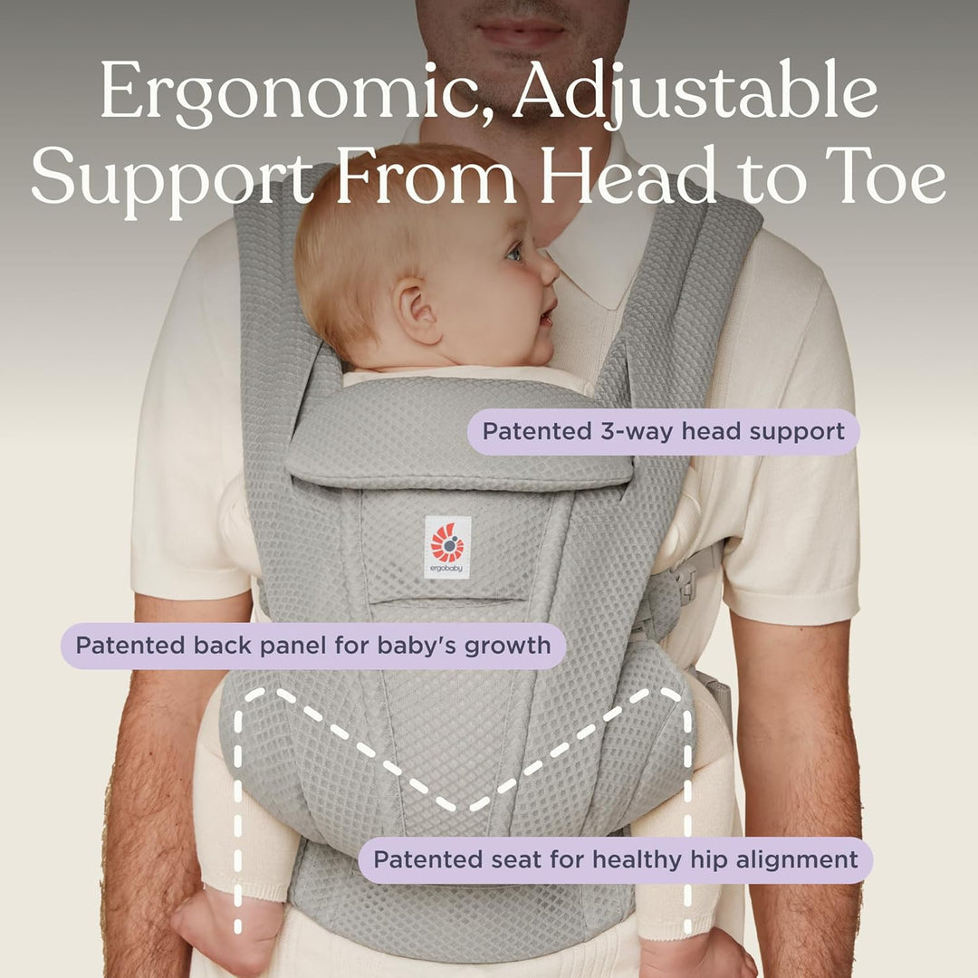 Ergobaby Omni Deluxe All-in-One Babytrage für Neugeborene ab Geburt bis 20kg, Ergonomische 4 Positio