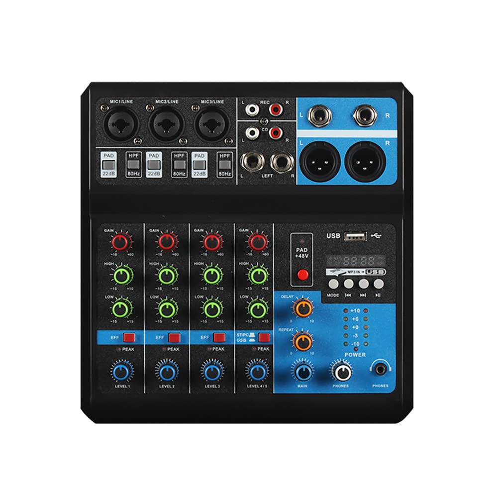 DJ Mischer 5-Kanal Professional 48V USB Mini Audio Mixer Audio Mischpult DJ Konsole Soundboard für S