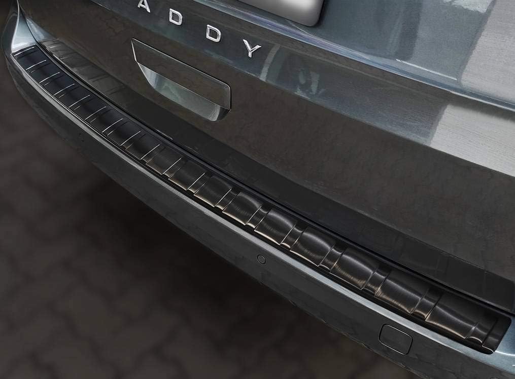 Ladekantenschutz aus Edelstahl in anthrazit mit 3D Abkantung passend für VW Caddy V ab 11/2020/Ford
