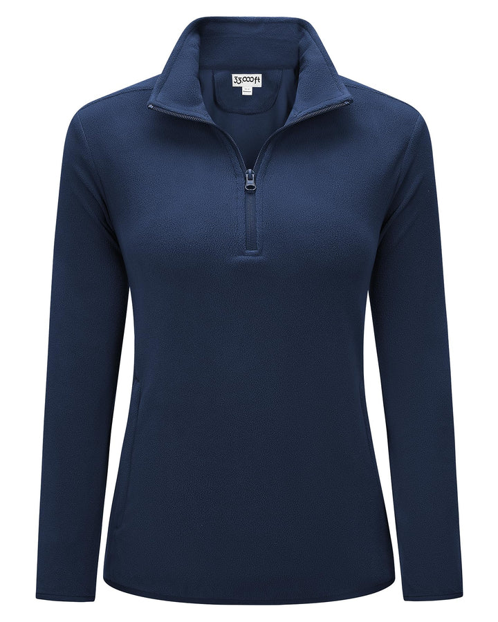33,000ft Damen Fleece Pullover mit Halbreissverschluss Stehkragen Fleecepullover Sweatjacke Winter W