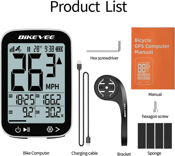 GPS Fahrradcomputer Kabellos Wasserdicht 2.4 Zoll FSTN Display IPX7 28h Akkulaufzeit Leichtes Fahrra