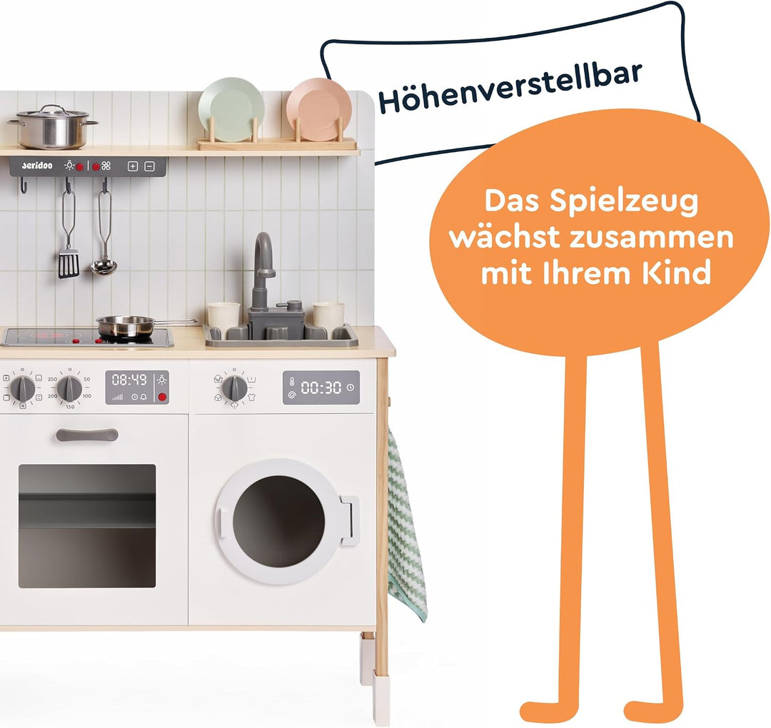 Holzküchenmeister-Küchenzeile mit Spüle, 180 Grad, drehbarem Wasserhahn, Höhenverstellbarer Spielset