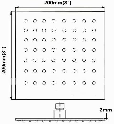 Hiendure®8 inch Quadratische Luxus Regendusche Einbauduschköpfe Edelstahl Duschkopf aus Edelstahl Sp