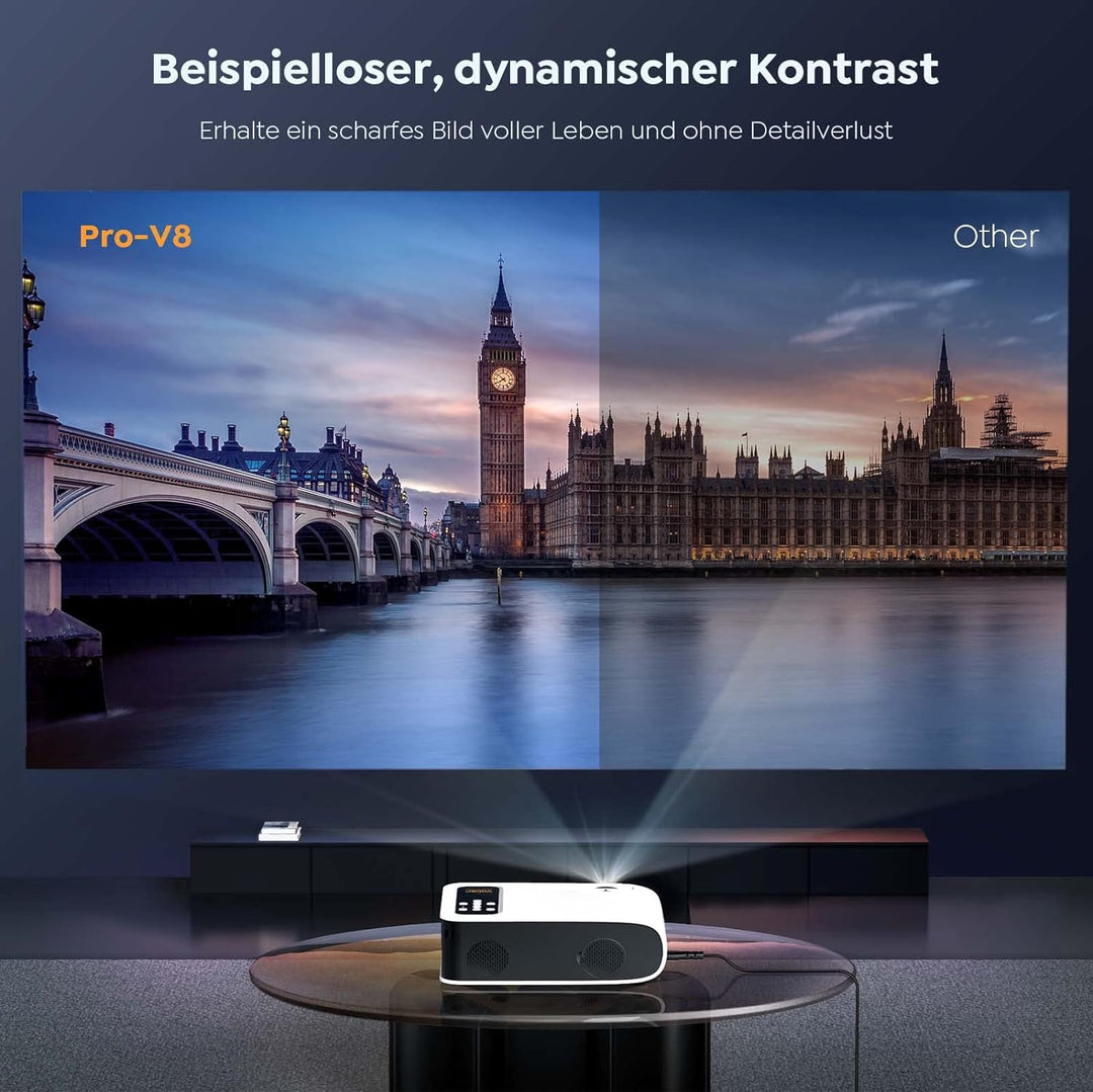 Beamer, WiFi 6 Bluetooth Beamer, YABER 450ANSI Full HD 1080P Heimkino Projektor with 4P Trapezoidal