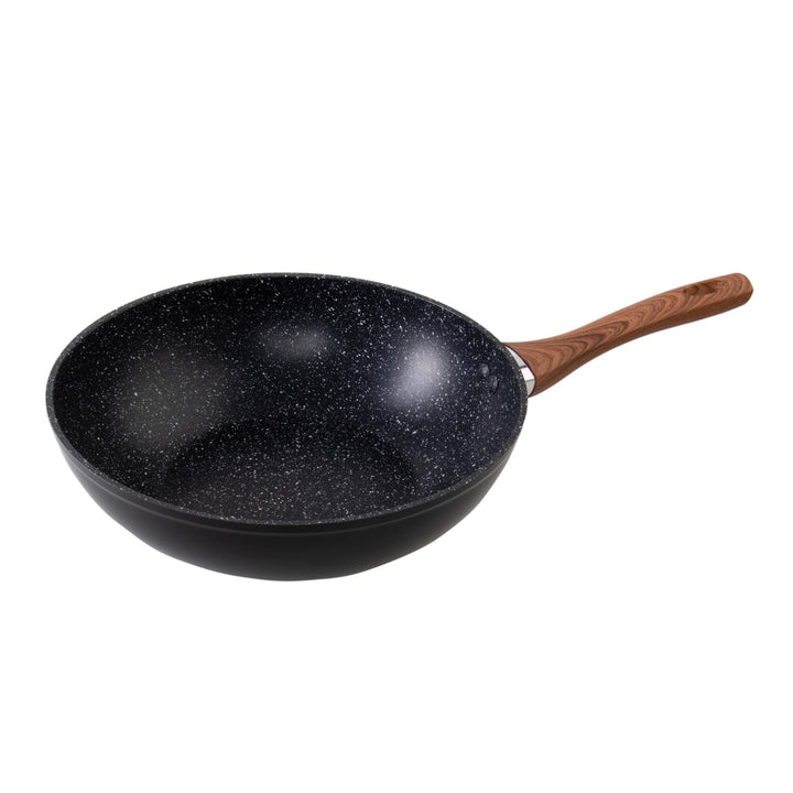 Wenco Wok-Pfanne, Ø 28 cm, Induktionsgeeignet, Aluminium mit PFOA-freier Antihaftbeschichtung, Schwa