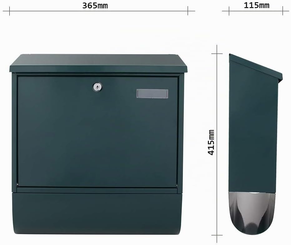 Profirst Mail PM 330 Briefkastenset Stahlblech Grün Zylinderschloss mit 2 Schlüssel Namensschildhalt