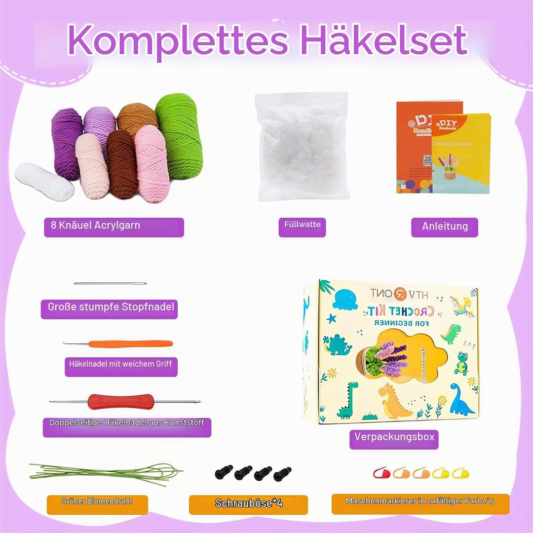Lonsien Häkelset Kinder Pfefferminz Häkeln für Anfänger Komplett Stricken für Anfänger Set Amigurumi