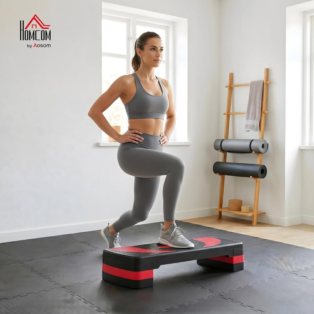 HOMCOM Steppbrett höhenverstellbar Fitness Stepper mit Antirutschbelag 3 Stufen (10/15/20 cm) Rutsch