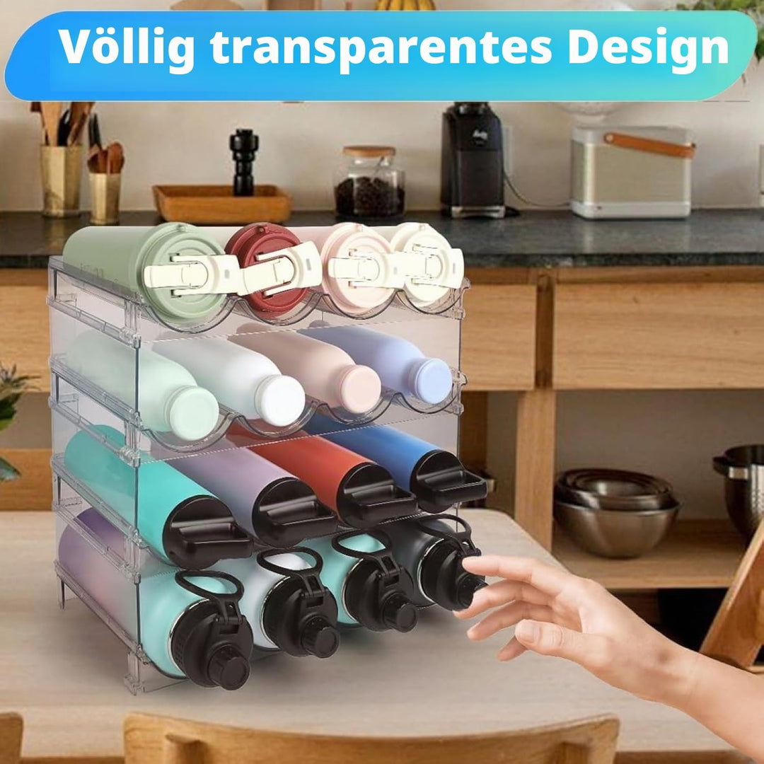 4 Etagen Stapelbares Flaschenregal Weinregal Flaschenhalter für 16 Flaschen, 39 x 21cm Kunststoff Wa