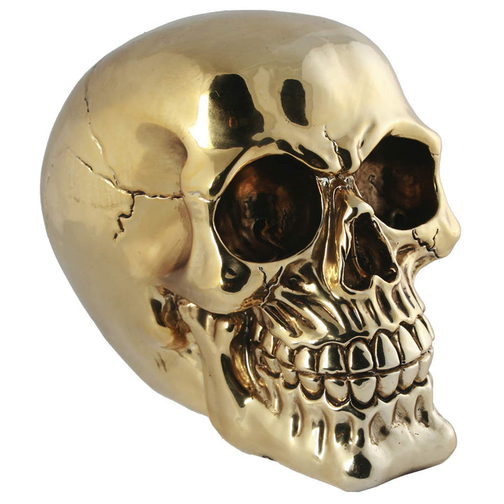 MIK funshopping Spardose Sparbüchse Im Totenkopf-Design (Metallischer Schädel Gold Hochglanz), Metal