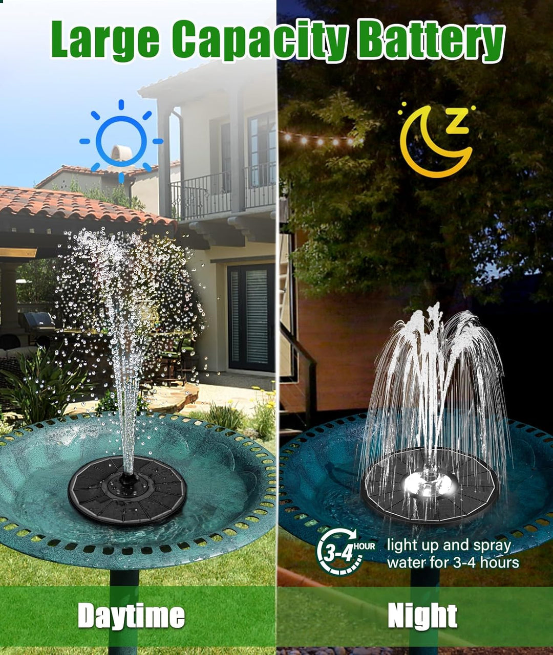 SZMP Solar Springbrunnen für aussen 100% Glas 2023 Upgraded,3.5W Solar Teichpumpe mit 8 Effekte Sola