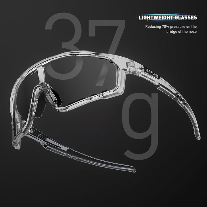 KAPVOE Photochromatische Fahrradbrille MTB Brille Selbsttönend Klar Radbrille Rennrad Sportbrille So