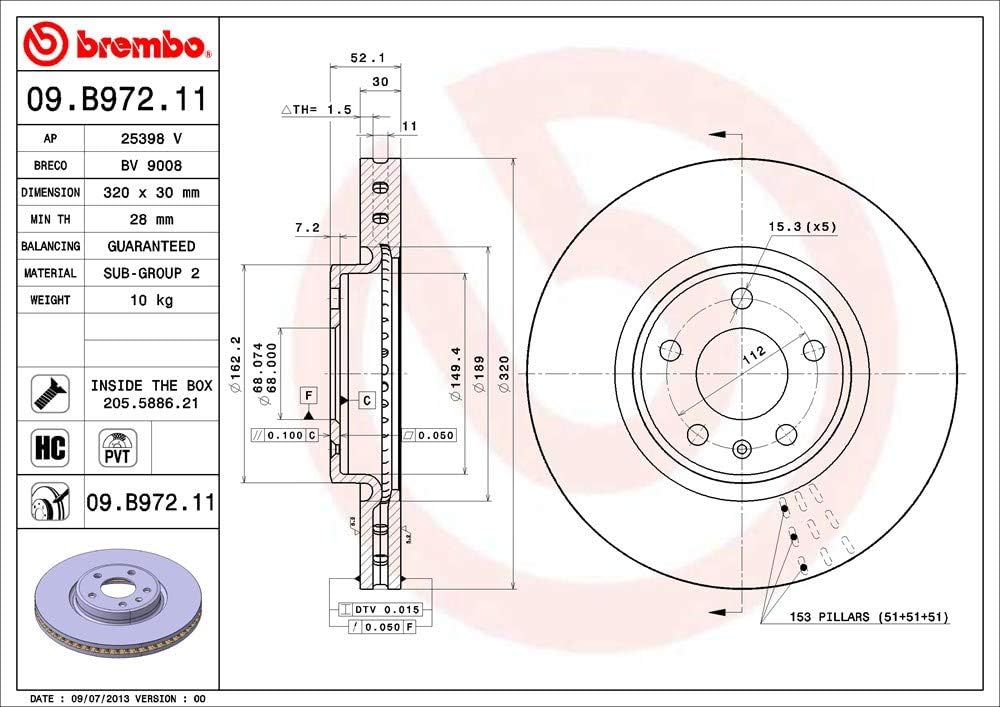 BREMBO 09.B972.11 Bremsscheiben-Rotoren