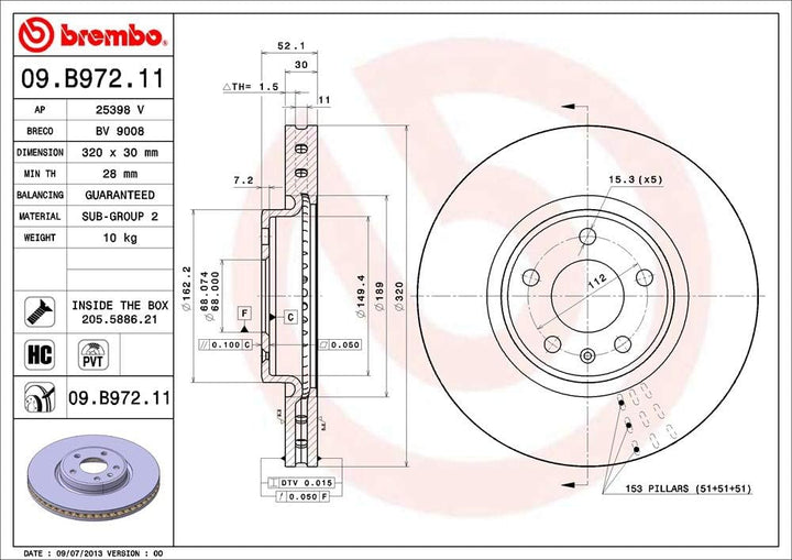 BREMBO 09.B972.11 Bremsscheiben-Rotoren