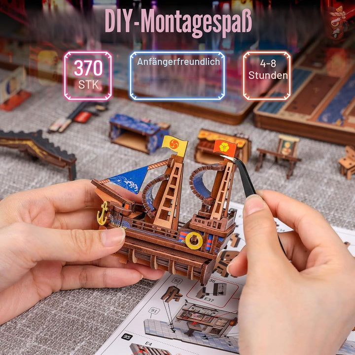 Fsolis Book Nook Japan Kit – Tsutenkaku Ichiban Strasse – Miniaturhaus als 3D Holzpuzzle – Japanisch