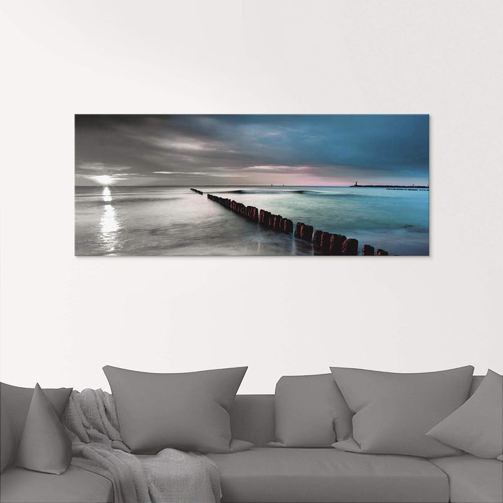 ARTland Glasbilder Wandbild Glas Bild einteilig 100x50 cm Querformat Natur Strand Meer Ostsee Sonnen