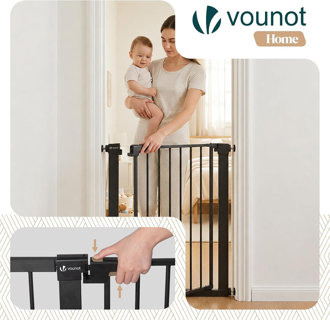 VOUNOT® Treppenschutzgitter ohne Bohren 75-82 cm, Metall Treppengitter Türschutzgitter für Kinder un