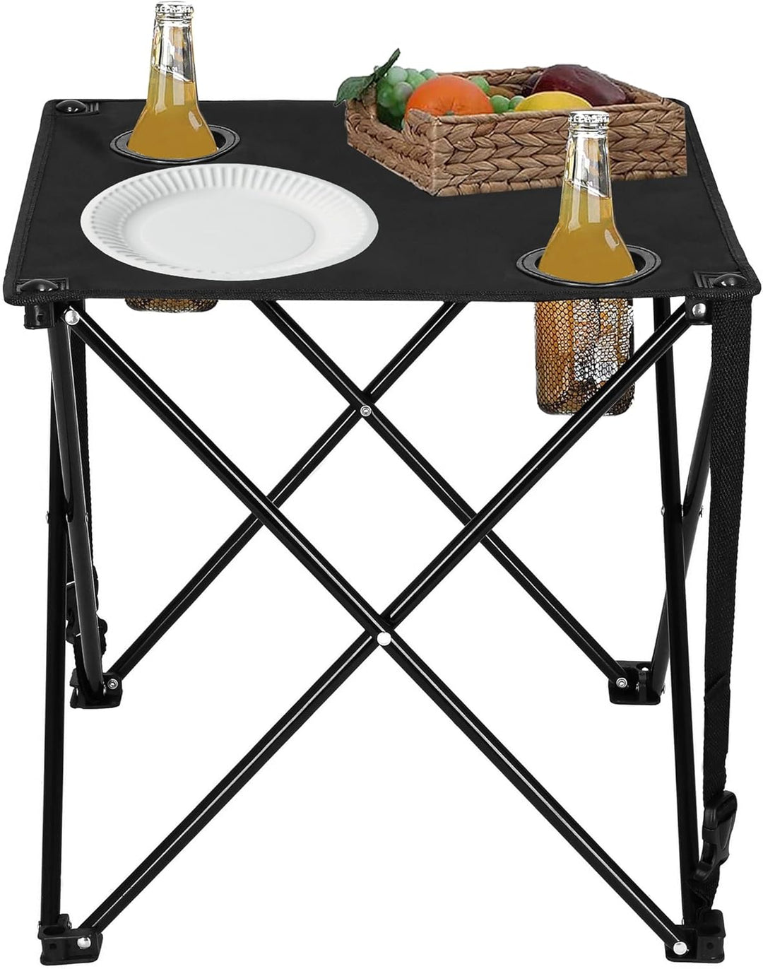 SPRINGOS Camping-Set Campingtisch mit 2 Hockern Freizeitmöbel Camping-Set, Schwarz
