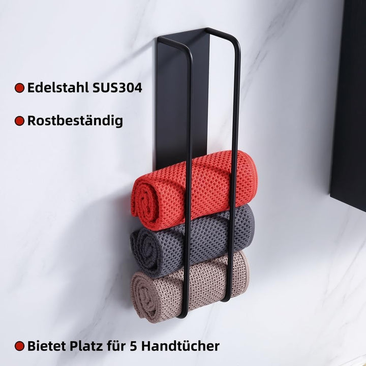 Gästehandtuchhalter Ohne Bohren Schwarz,Handtuchregal Selbstklebend Edelstahl SUS304 Handtuchaufbewa