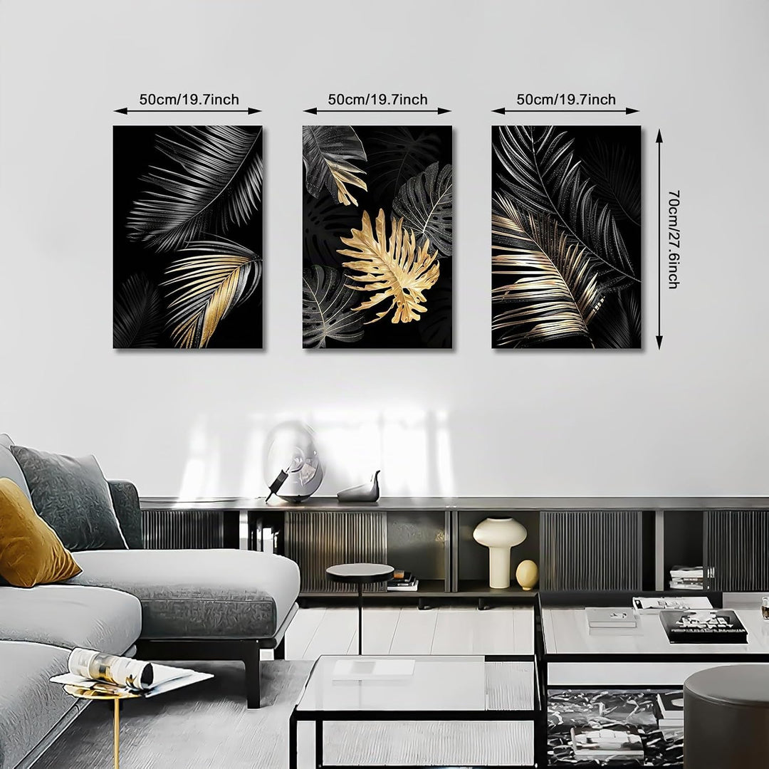 FajerminArt 3 Teilig Leinwandbilder Bilder Abstrakt Schwarzes Gold Baum bild auf leinwand Wandkunst
