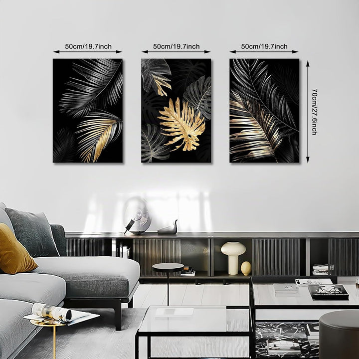 FajerminArt 3 Teilig Leinwandbilder Bilder Abstrakt Schwarzes Gold Baum bild auf leinwand Wandkunst