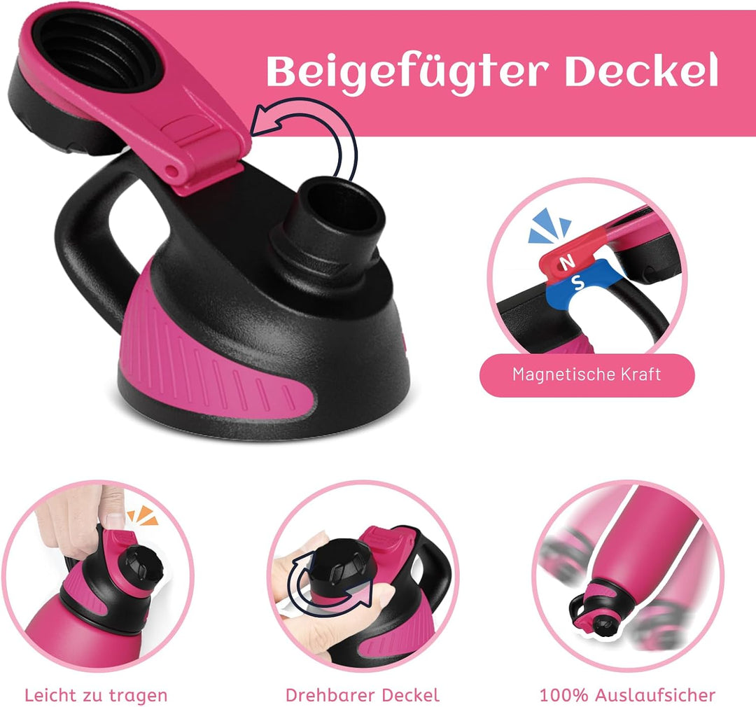 Fjbottle Edelstahl Trinkflasche Sport mit Magnetischem Deckel 1L, 800ml, 600ml, 400ml BPA-Frei Ausla