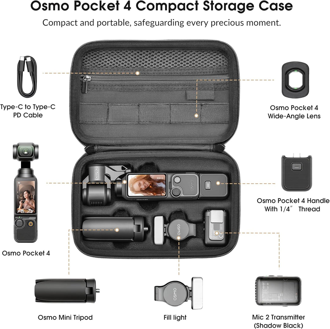 STARTRC PHOTO Schutztasche für DJI Osmo Pocket 4 Kreativ Combo – PU Tragetasche mit Stossschutz & Tr