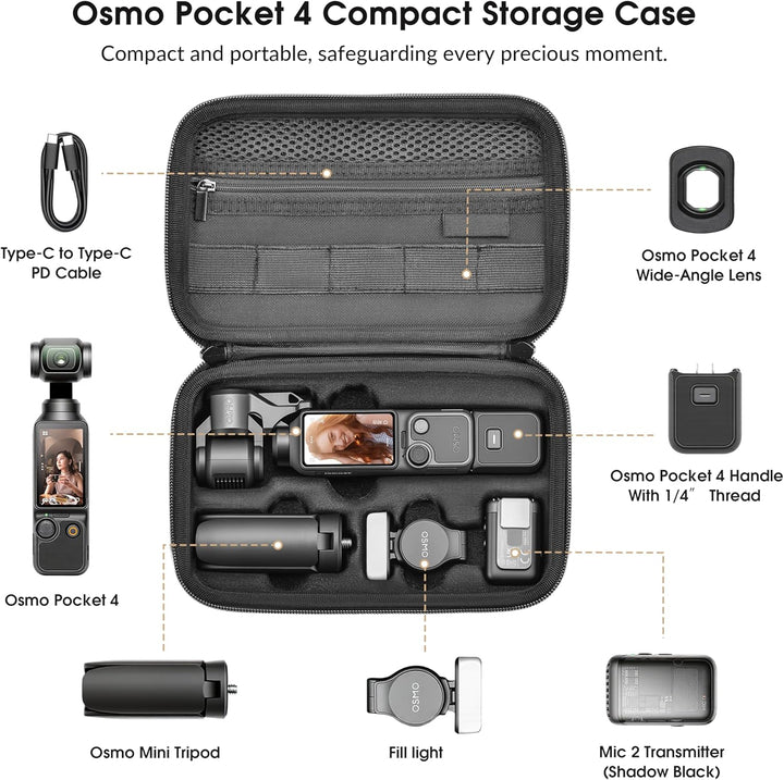 STARTRC PHOTO Schutztasche für DJI Osmo Pocket 4 Kreativ Combo – PU Tragetasche mit Stossschutz & Tr