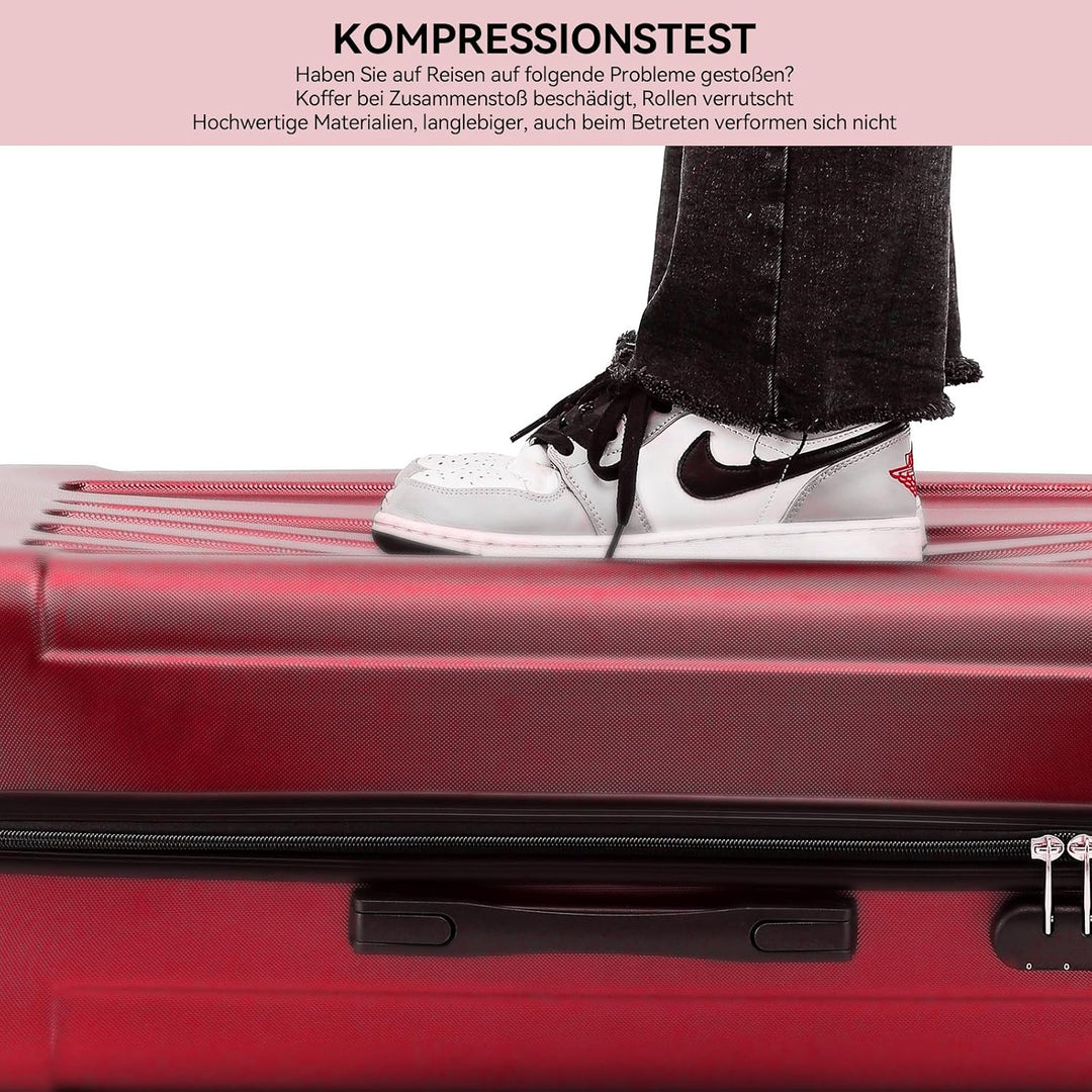 BEIBYE- Hartschalenkoffer Koffer Trolley Rollkoffer Reisekoffer Zahlenschloss 4 Zwilings-Rollen (Chi
