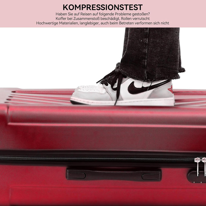 BEIBYE- Hartschalenkoffer Koffer Trolley Rollkoffer Reisekoffer Zahlenschloss 4 Zwilings-Rollen (Chi