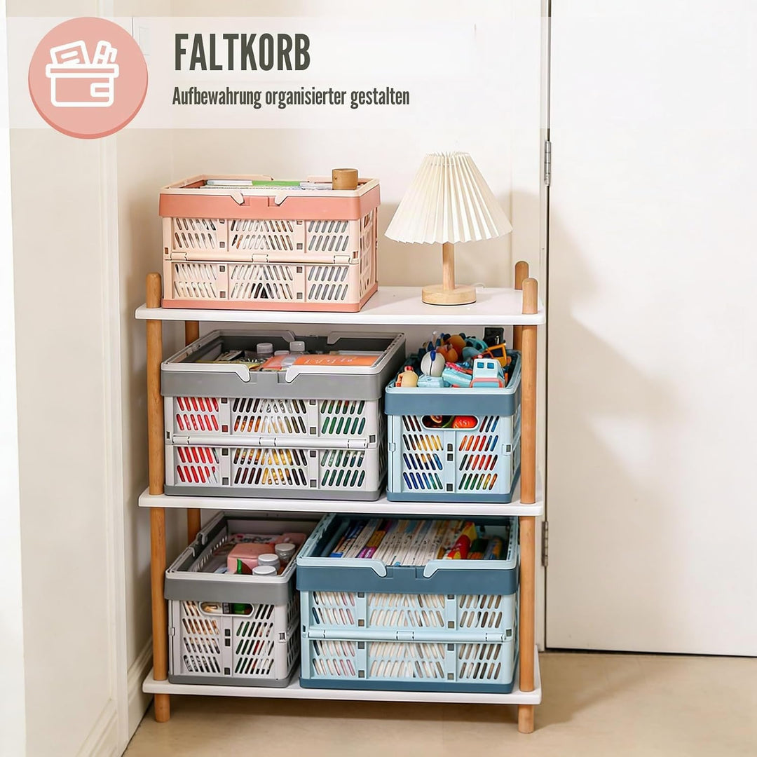 Klappkorb Faltbar, 2er Set Klappbox Klein mit Henkel 10 L Rosa, Multifunktionaler Aufbewahrungskorb