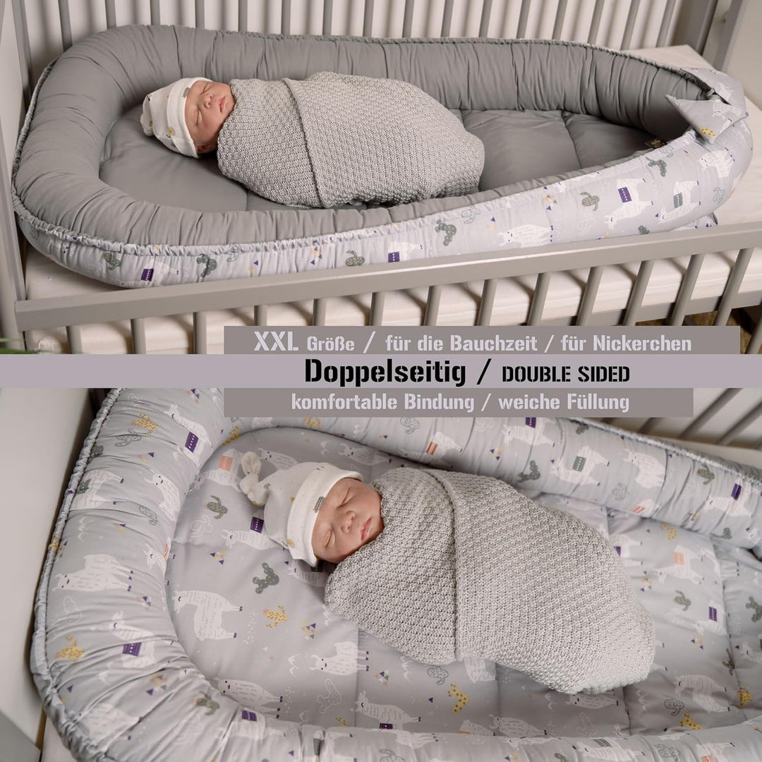 PaLulli 120x60 cm Babynest Babynestchen XXL Babykokon 2seitig 100% Baumwolle Kissen Nestchen für Bab