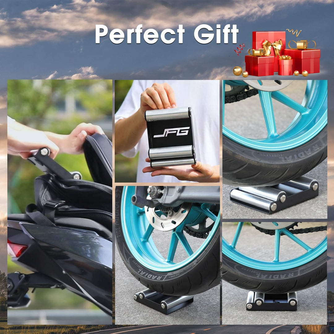 JFG RACING Motorrad Roller Stand Felgenreiniger Roller Ständer für Reifenreinigung &amp; Kettenschmierun