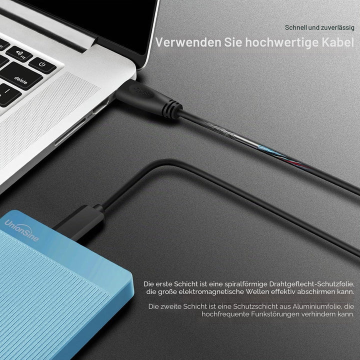 UnionSine Externe Festplatte 500GB ultradünn tragbar 2,5 Zoll USB 3.0, SATA, Festplattenspeicher für