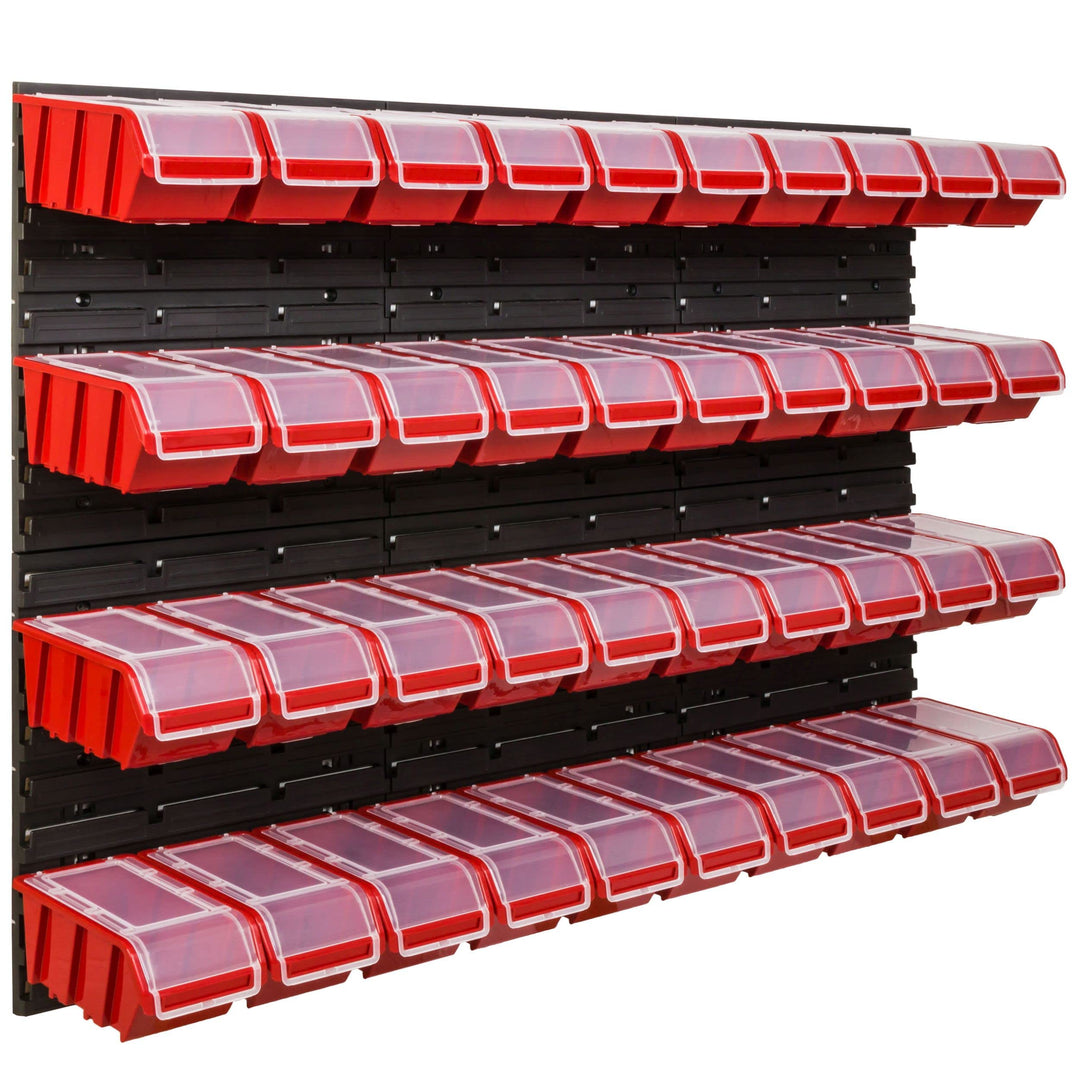 SimpleThing Lagersystem Werkstattregal | 117 x 78 cm | 40 stck. Box | Wandregal mit Stapelboxen - Wa
