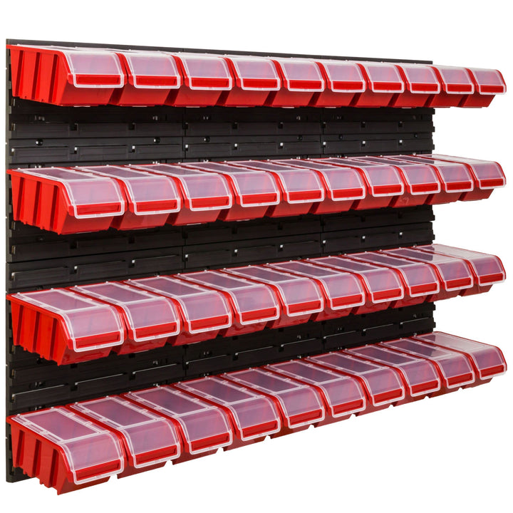 SimpleThing Lagersystem Werkstattregal | 117 x 78 cm | 40 stck. Box | Wandregal mit Stapelboxen - Wa