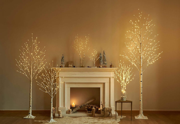 Hairui LED Baum Warmweiss 72LEDs Birke Lichterbaum 120CM Künstlicher Weihnachtsbaum mit Teilweise Fu
