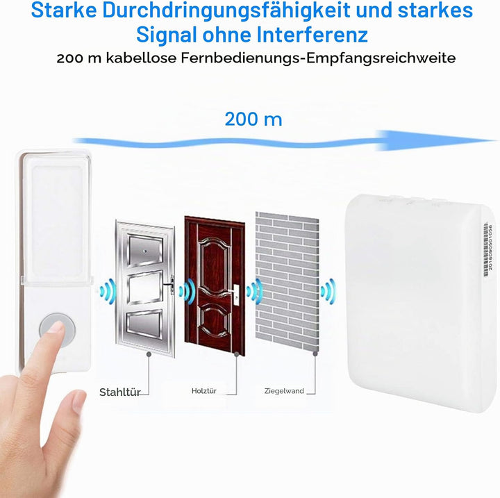 Drahtlose Türklingel 7-Farben-LED-Blitzknopf Türklingel IP44 Regensicheres Türklingel-Kit mit 32 Mel