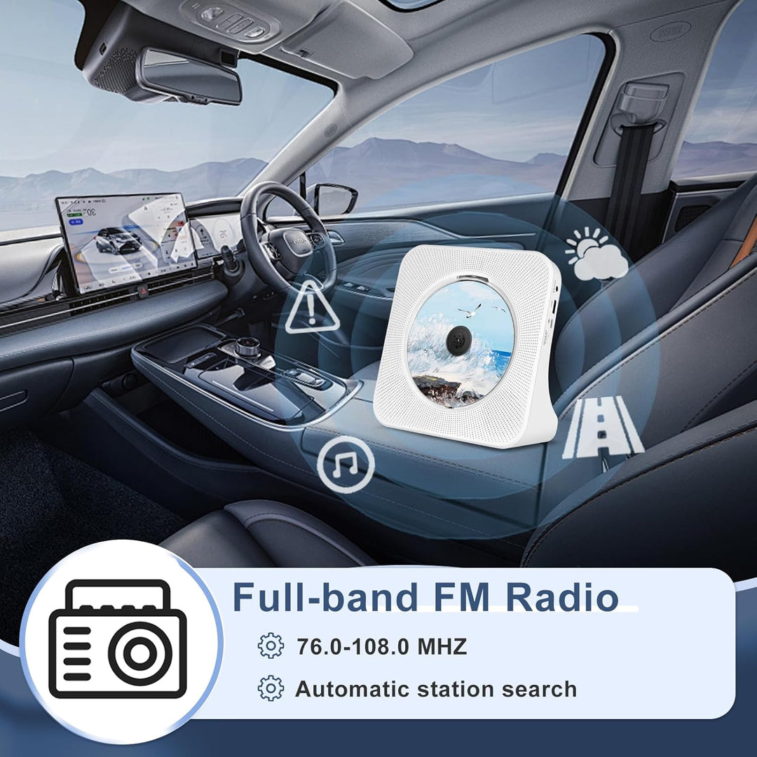 Desktop-CD-Player mit Bluetooth 5.0, integriertem HiFi-Lautsprecher, Fernbedienung, Staubschutzhülle