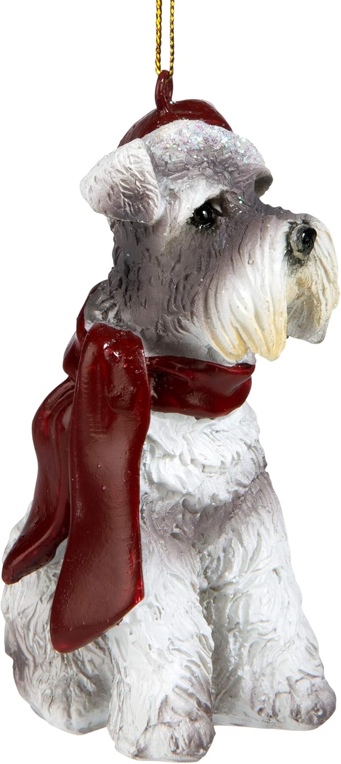 Design Toscano Christmas Ornaments, Weihnachtszwergschnauzer Ferienhundeornamente, Zwergschnauzer