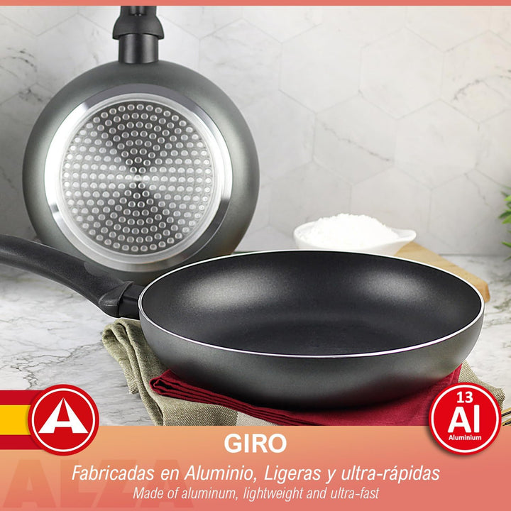 ALZA Giro - Pfannen-Set, Grau, 20 + 24 cm, dickes gepresstes Aluminium, Antihaftbeschichtung, doppel
