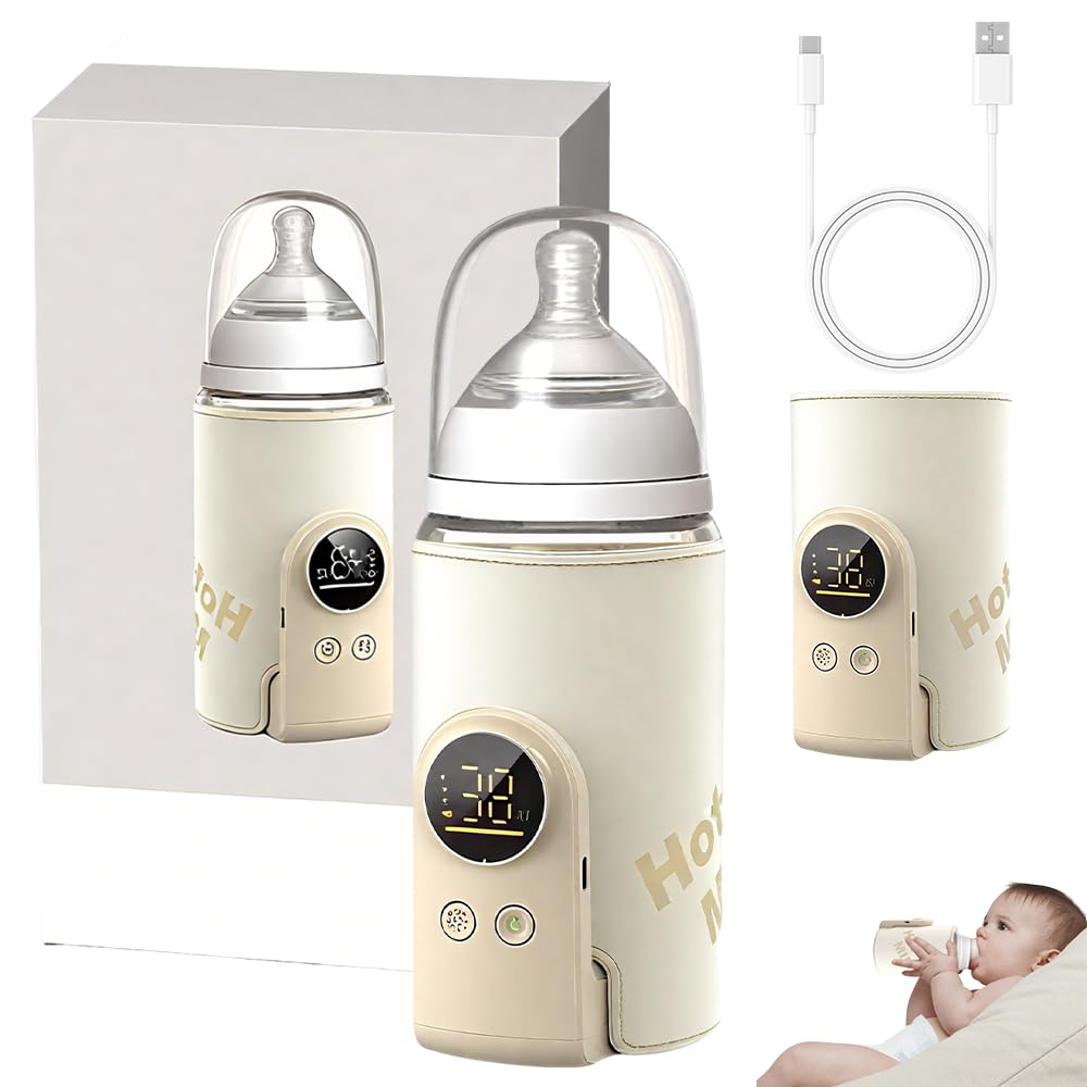 Flaschenwärmer Baby Unterwegs, HOVCEH Tragbarer Flaschenwärmer Baby mit LCD-Display 6000mAh, Portabl