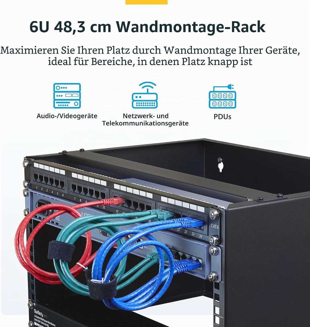 StarTech.com 6HE Netzwerkschrank 19 Zoll 6HE für Wandmontage - 14 Zoll tief - kleiner serverschrank/