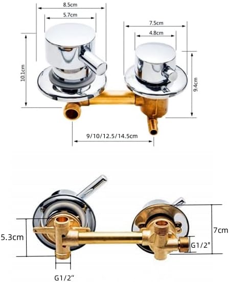 AFRUDDR 2/3/4/5 Wege Wasserablauf Schraubengewinde Mittenabstand 10cm 12,5cm Mischventil Messing Bad
