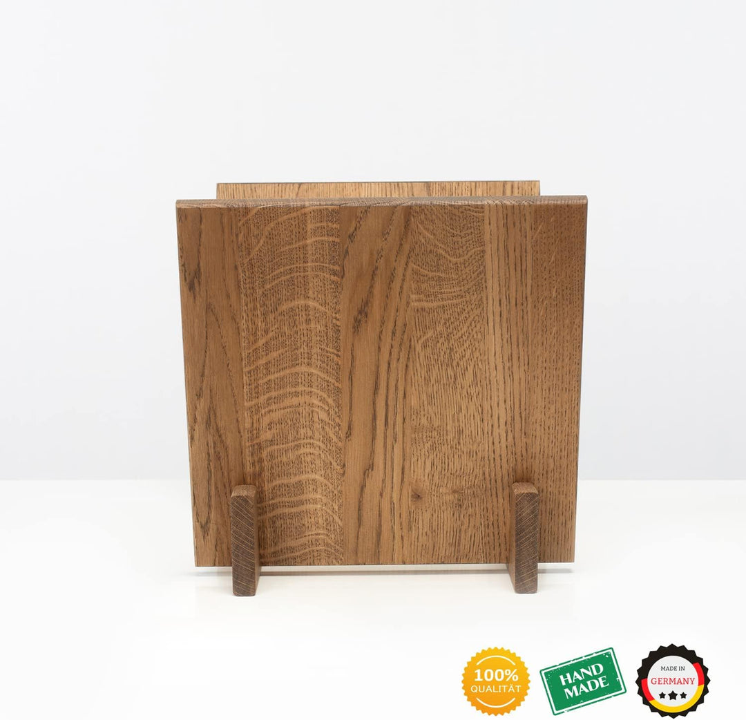 Aufbewahrung von Vinylplatten - Schallplatten Halter Regal aus Eiche Massivholz im hochwertigen Desi
